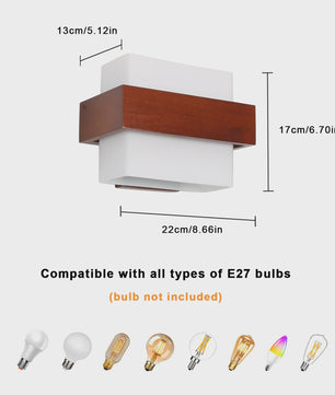 Nordische Houten Wandlamp - E27 Fitting, Natuurlijk Hout Design