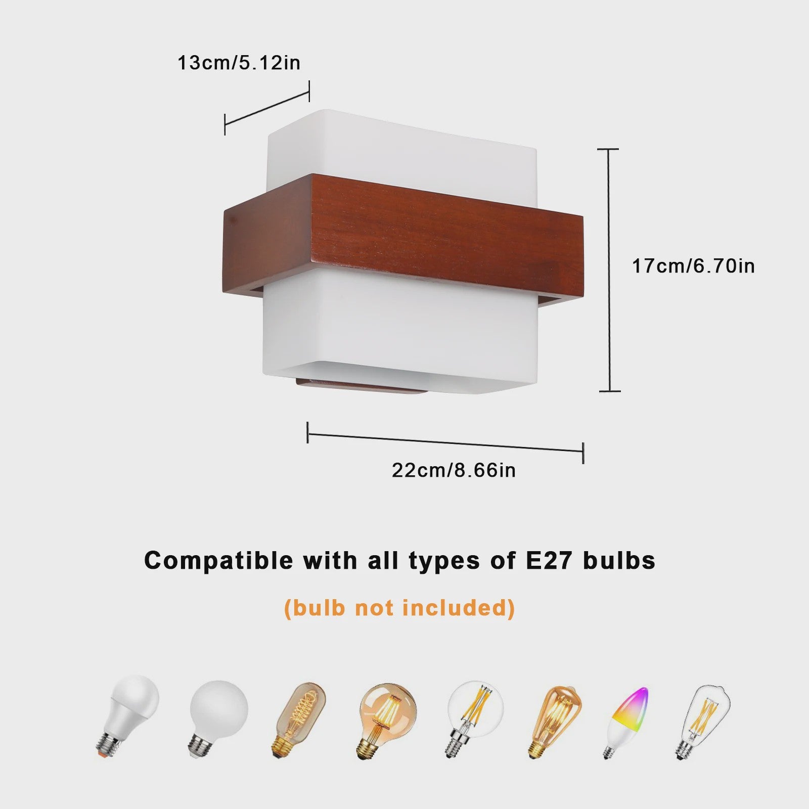 Nordische Houten Wandlamp - E27 Fitting, Natuurlijk Hout Design