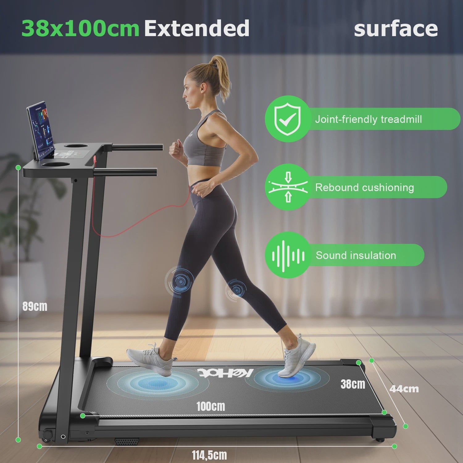 Opvouwbare Loopband KeHot met FITSHOW APP, Bluetooth Audio & 12 Programma's