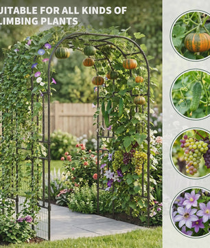 Zwarte Metalen Tuinboog 2.2m - Klimrek voor Klimplanten, Groenten & Rozen