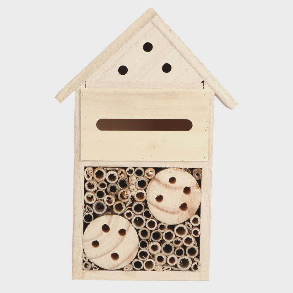 Houten Insectenhotel en Bijenhuis - Decoratieve Nestkast voor Tuin en Balkon