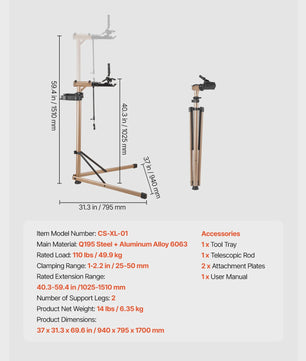 Opvouwbare Fietsreparatiestandaard | Robuust & Verstelbaar | 30-50 kg Draagvermogen