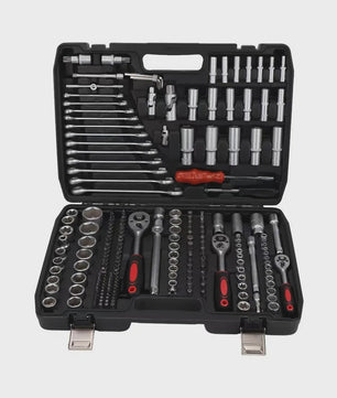216-delige Professionele Doppenset: SAE & Metrisch, 1/4", 3/8", 1/2" Aandrijving met 72-Tands Ratel voor Auto & Huis