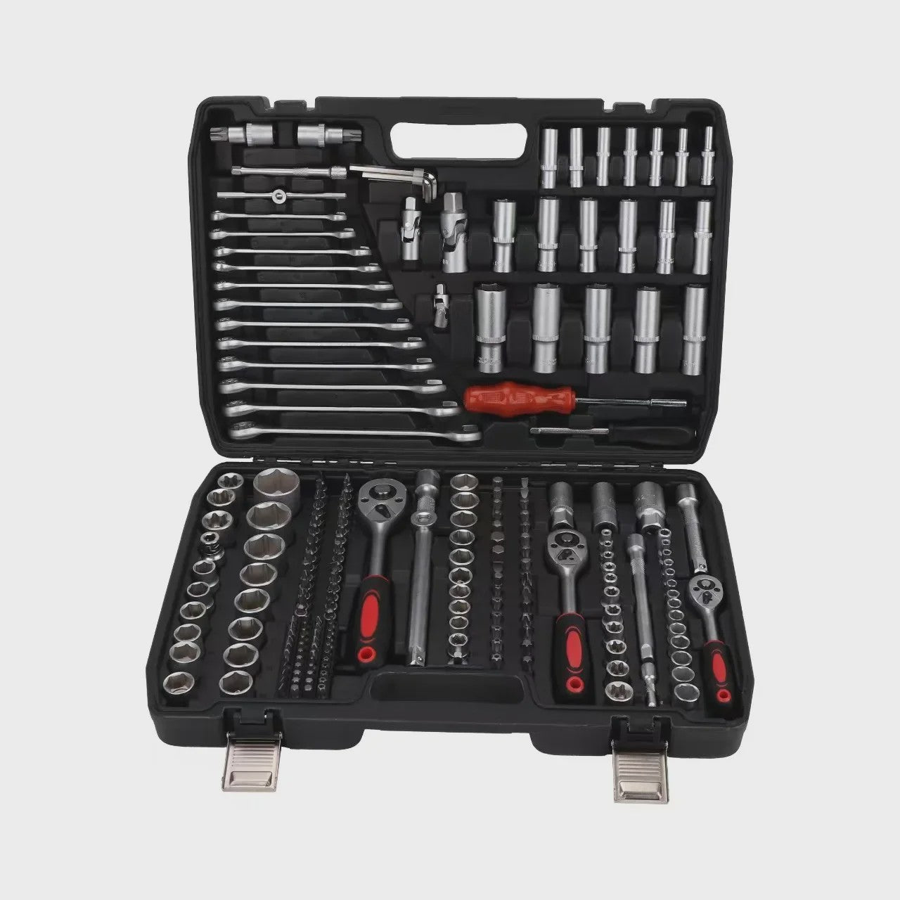 216-delige Professionele Doppenset: SAE & Metrisch, 1/4", 3/8", 1/2" Aandrijving met 72-Tands Ratel voor Auto & Huis