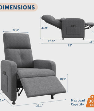 Elektrische Relaxfauteuil met Verwarmings- en Massagefunctie, USB-poort en Zijvakken