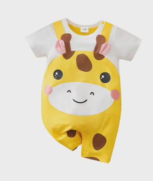 Schattige Baby Jumpsuit met Koeienprint en Nep-bretels - Zomerkleding 0-18M