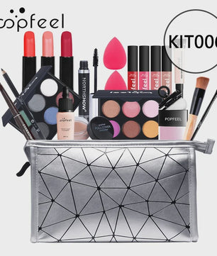 Complete Make-up Set voor Dames: Oogschaduw, Foundation, Lippenstift & Make-up Tas