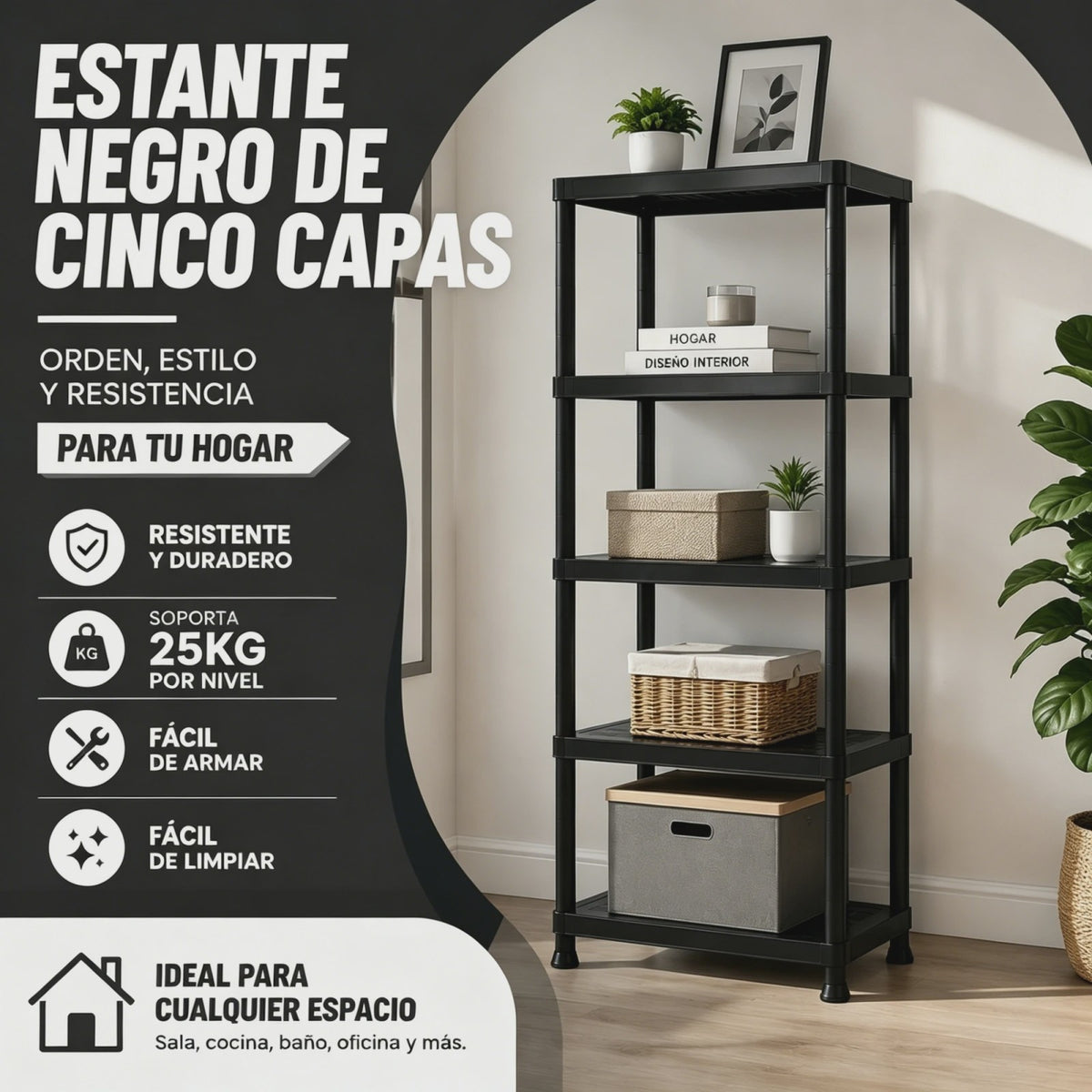 Modulaire Zwarte Kunststof Planken - 3, 4 of 5 Niveaus - Waterdicht & Eenvoudig te Monteren