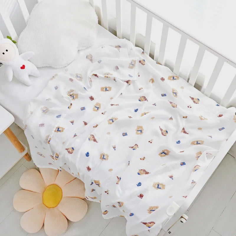 Dubbellaags Bamboe Katoen Muslin Baby Dekentje - Ademend en Multifunctioneel