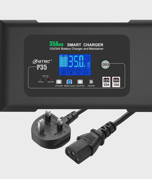 HTRC 35A Slimme Acculader 12V/24V voor Auto, Motor, Vrachtwagen - AGM, GEL, LCD Display