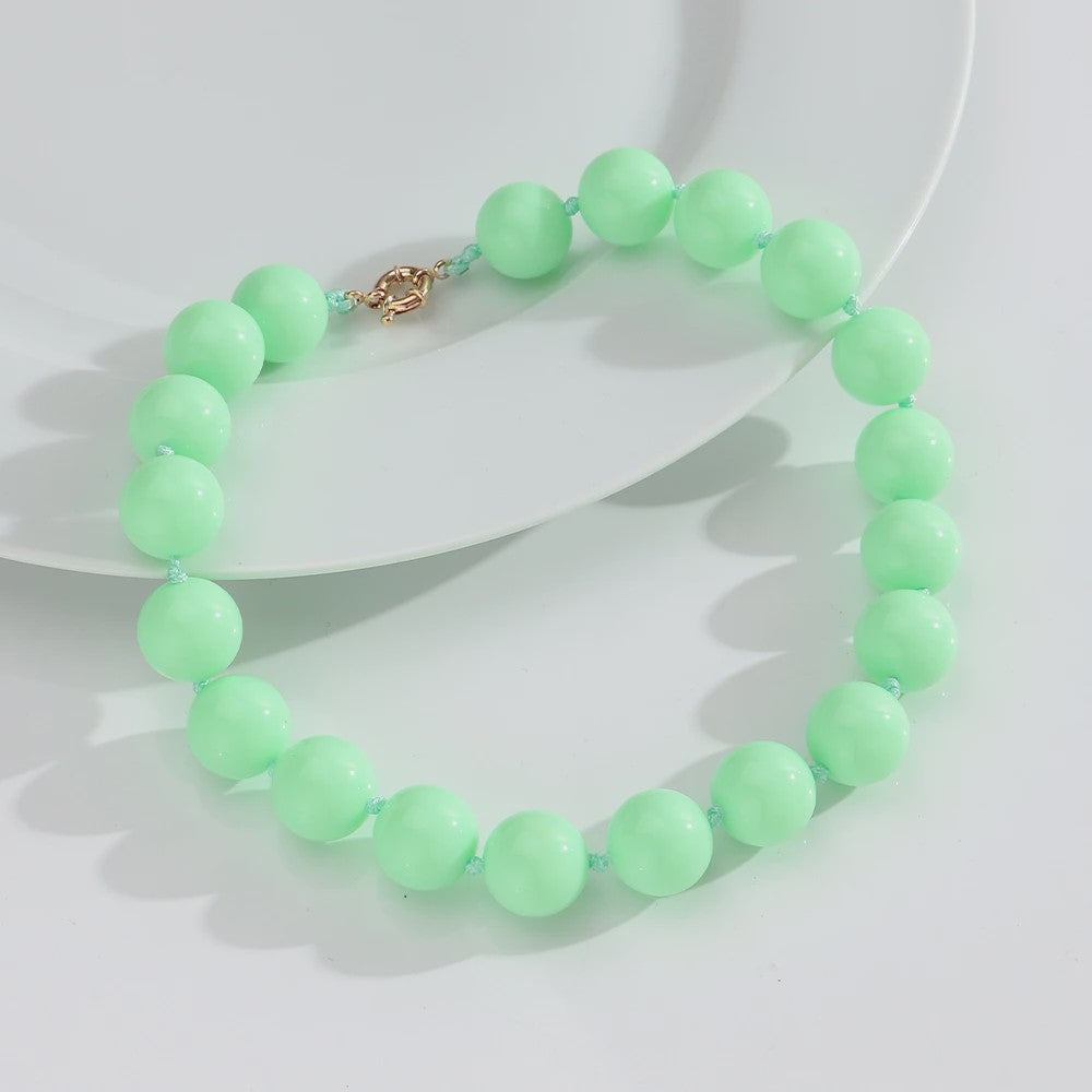 Handgemaakte Retro Acryl Ketting met Grote Kleurrijke Kralen - Statement Choker