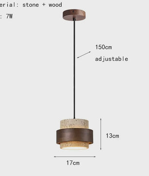 Moderne LED Hanglamp Hout & Natuursteen - Verstelbaar - Sfeervol voor Eetkamer & Slaapkamer