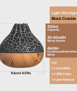Volcano Luchtbevochtiger 300ml met Kleurrijk Nachtlampje - USB Desktop Vernevelaar