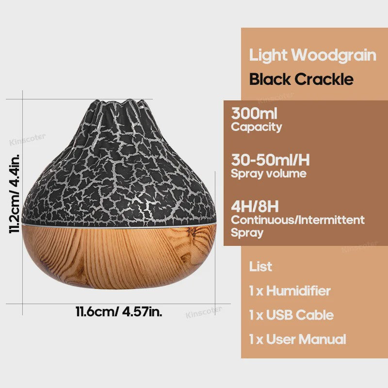 Volcano Luchtbevochtiger 300ml met Kleurrijk Nachtlampje - USB Desktop Vernevelaar
