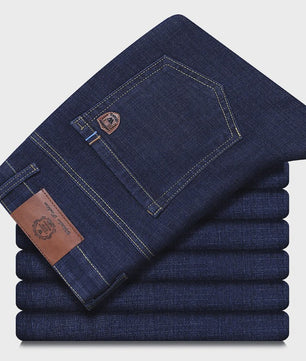 Herens Jeans Rechte Pasvorm Stretch - Zakelijk & Casual Blauw/Zwart Denim Werkbroek