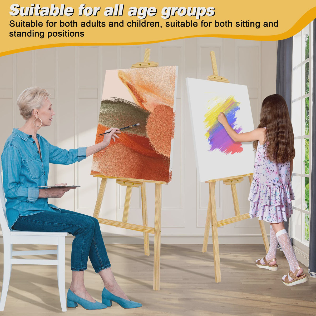 Houten Ezel 150cm - Verstelbare Display Stand voor Schilderijen, Bruiloften & Posters