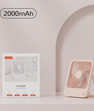 JISULIFE Draagbare Kleine Bureauventilator - Stille USB Tafelventilator met 4 Snelheden en Krachtige Wind
