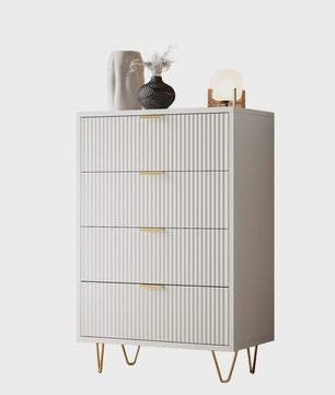 Stijlvol Wit Sideboard Kast met 6 Lades en Gouden Metalen Poten