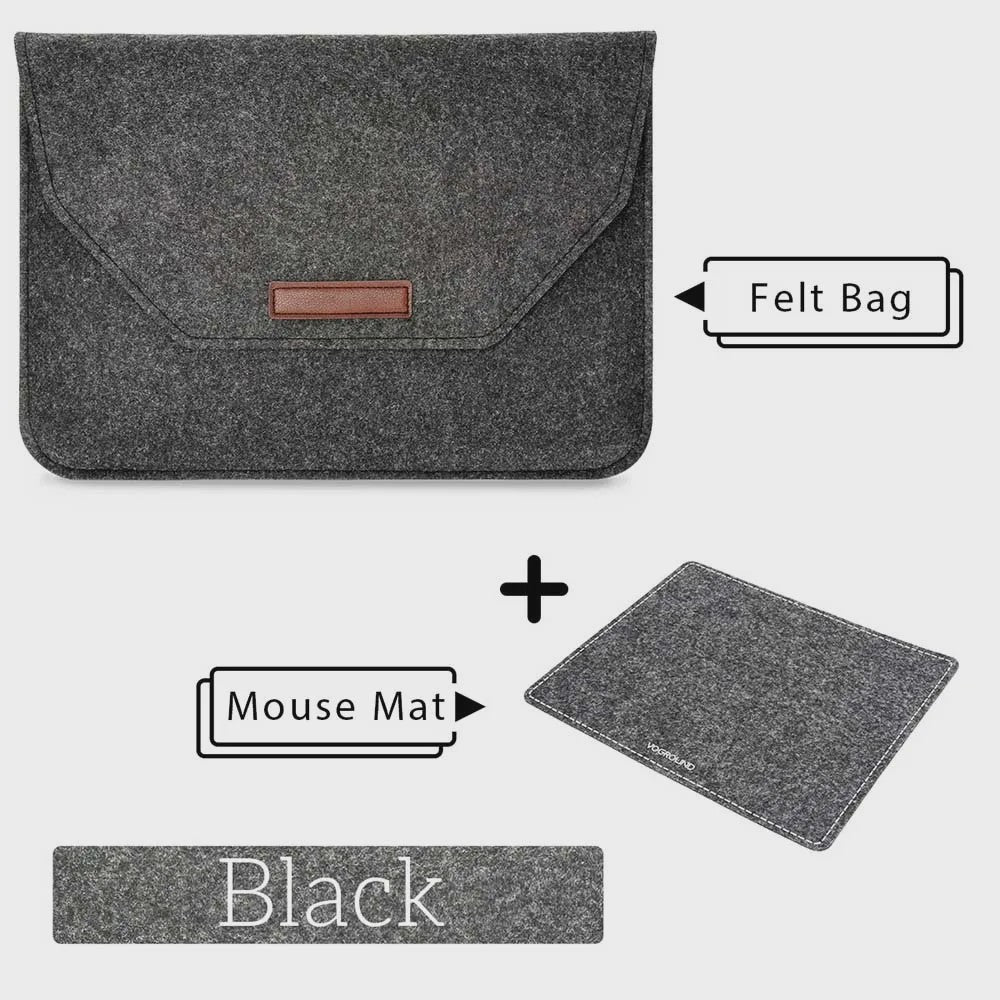 Luxe Vilt Laptop Sleeve - Beschermhoes voor MacBook & Notebooks (11-15.6 inch) - Inclusief Muismat