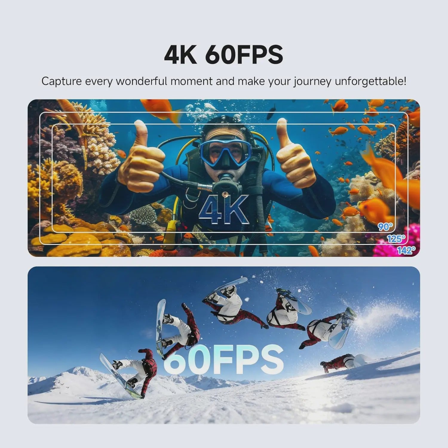 SVBONY SVGo3 4K Action Camera - Waterdicht tot 12m, 128GB, EIS 2.0, 2x Accu