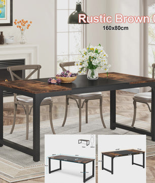 Industriële Eettafel 6-8 Personen - 160x80 cm - Rustiek Hout & Metaal