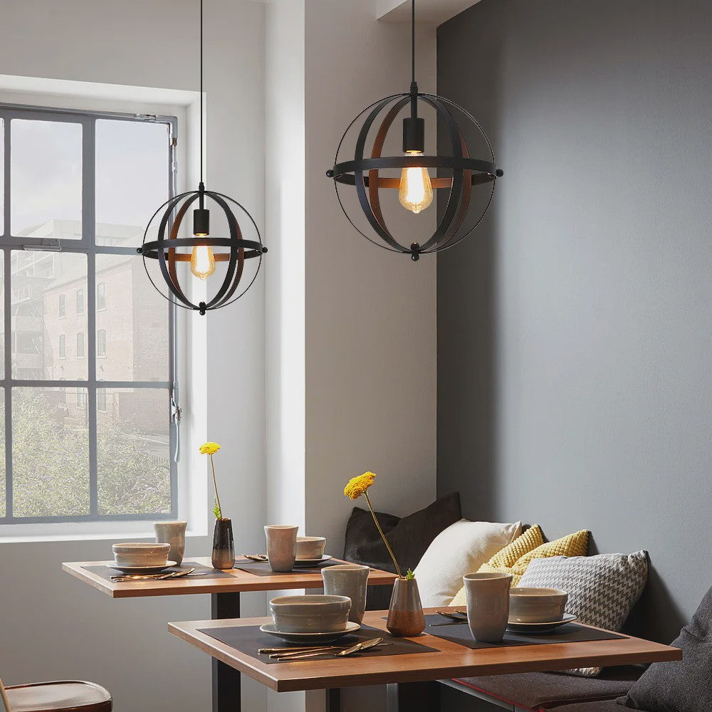Industriële Metalen Hanglamp - Sfeervolle Bolvormige Kooi Lamp met E27 Fitting