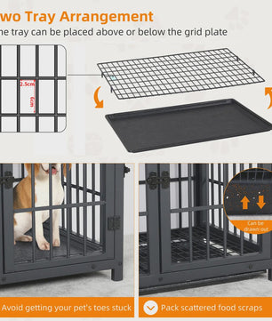 Stijlvolle Houten Hondenkennel - Meubelstijl Bench met 3 Deuren en Uitneembare Lade