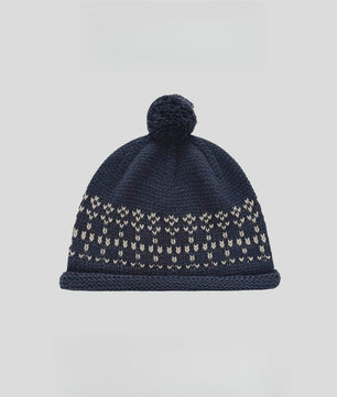 Dames Muts met Fair Isle Patroon, Pompon en Omgeslagen Boord - Warm & Stijlvol