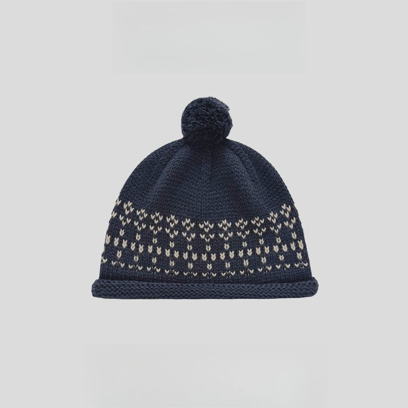 Dames Muts met Fair Isle Patroon, Pompon en Omgeslagen Boord - Warm & Stijlvol