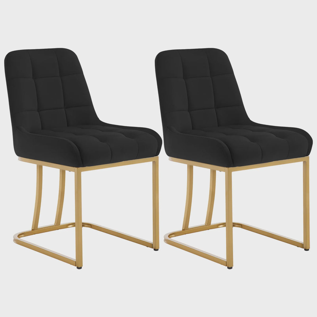 Set van 2 Luxe Velours Eetkamerstoelen met Gouden Metalen Frame - Comfortabel & Stijlvol