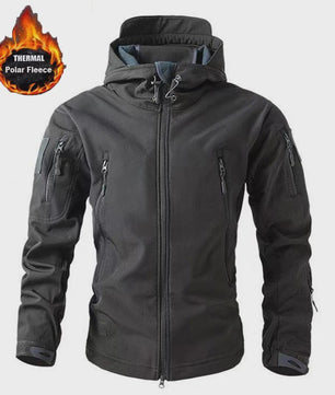 Heren Softshell Fleece Outdoor Jas met Capuchon - Winddicht & Warm voor Camping, Hiking, Jagen