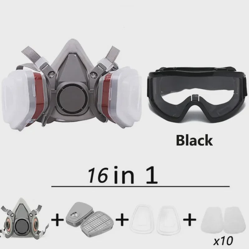Industrieel Halfgelaatsmasker met Goggles en Filters voor Verf, Chemische Dampen en Stof