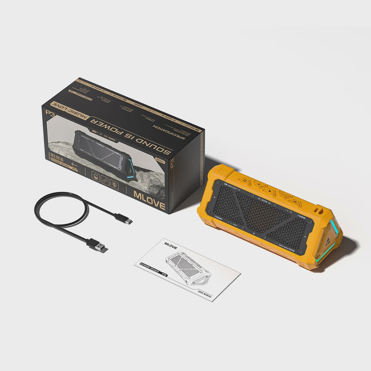 MLOVE P3 Outdoor Bluetooth Speaker - 40W Stereo Geluid, IPX7 Waterdicht & RGB Licht