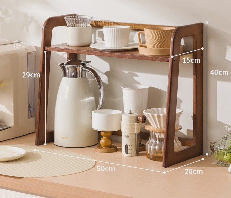 Stijlvolle Keuken Organizer - 2-Laags Aanrechtblad Opslagrek met Mokkenhouder