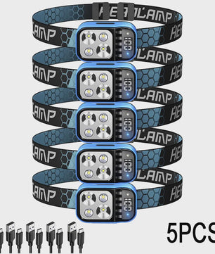 Oplaadbare LED Hoofdlamp met Sensor, Batterij Indicator & Waterdicht Ontwerp - Super Fel