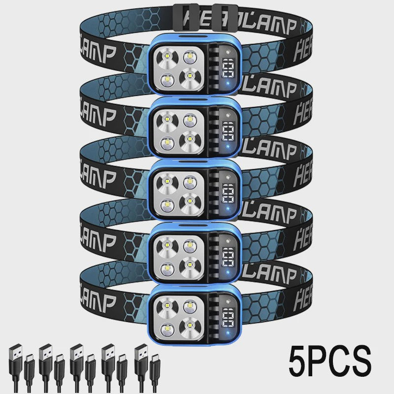 Oplaadbare LED Hoofdlamp met Sensor, Batterij Indicator & Waterdicht Ontwerp - Super Fel