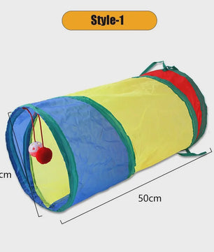 Opvouwbare Katten Speeltunnel - Interactief Speelgoed voor Katten & Konijnen - Beige/Bruin