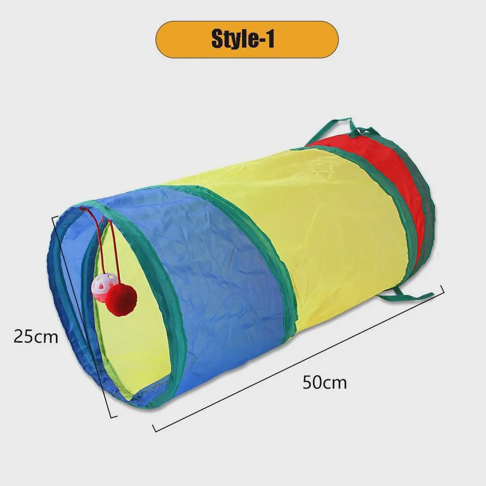 Opvouwbare Katten Speeltunnel - Interactief Speelgoed voor Katten & Konijnen - Beige/Bruin
