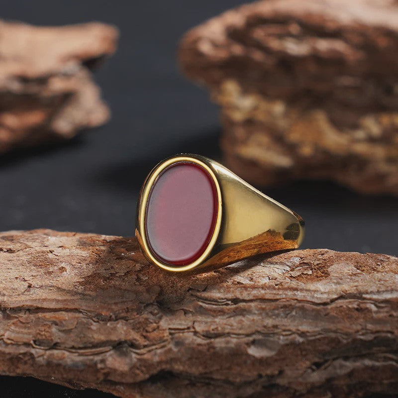 Unisex Vintage Ringen van Roestvrij Staal met Natuursteen (Onyx, Tijgeroog, Lapis Lazuli)