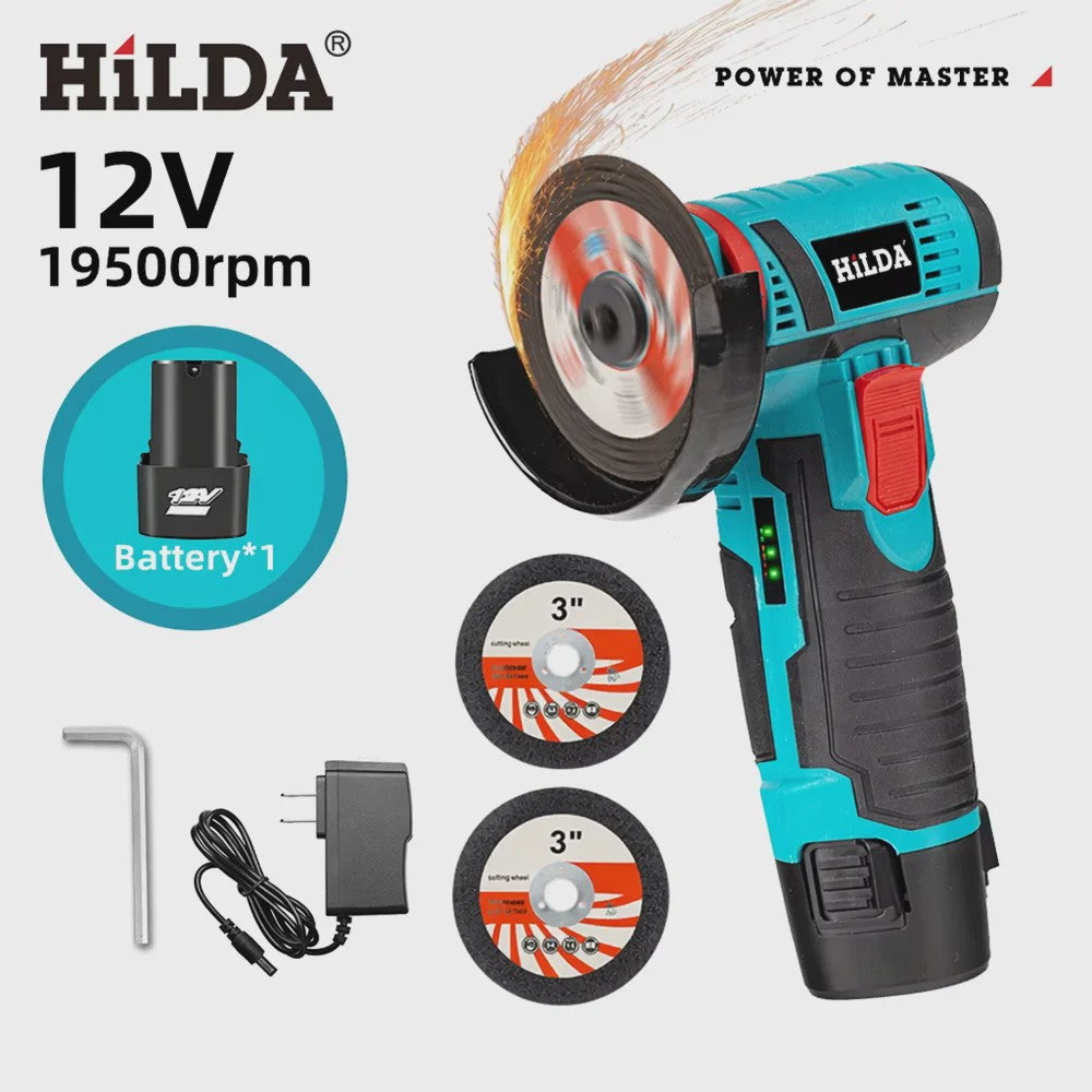 HILDA 12V Mini Haakse Slijper - Draadloos, Oplaadbaar voor Slijpen, Polijsten & Schuren