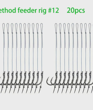 Method Feeder Rigs Set: 10/20 Stuks Haken met Gevlochten Lijn voor Feeder Vissen