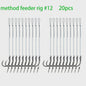 Method Feeder Rigs Set: 10/20 Stuks Haken met Gevlochten Lijn voor Feeder Vissen