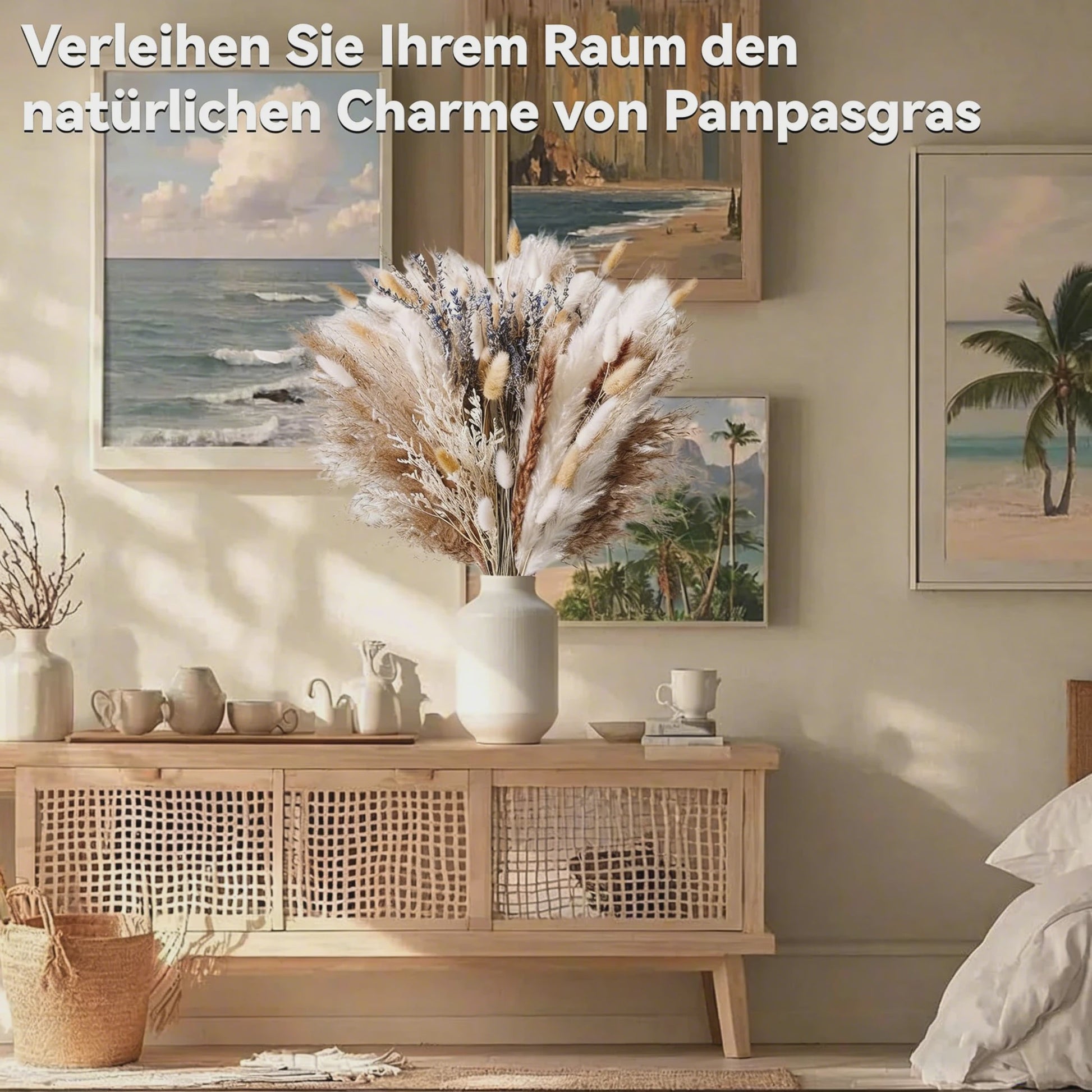 105 Delige Boho Stijl Pampasgras & Gedroogde Bloemen Decoratie Set