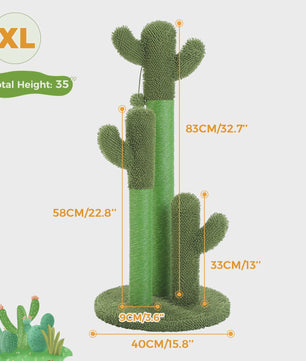 Cactus Krabpaal XL voor Katten - 3 Sisal Palen & Speelbal