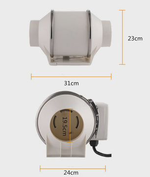 Stille Afzuigventilator 220V voor Kanalen - Keuken, Badkamer, Toilet - 2600RPM