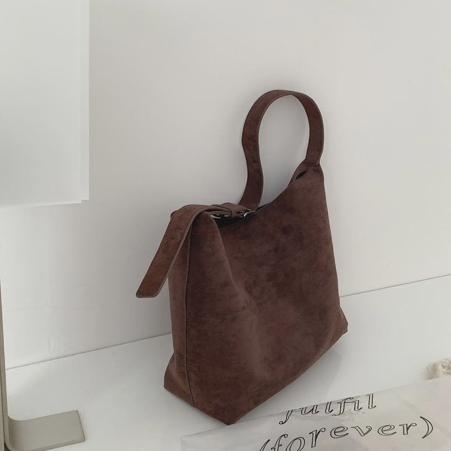 Luxe Dames Tote Bag in Suède Look - Grote Capaciteit, Retro & Veelzijdig