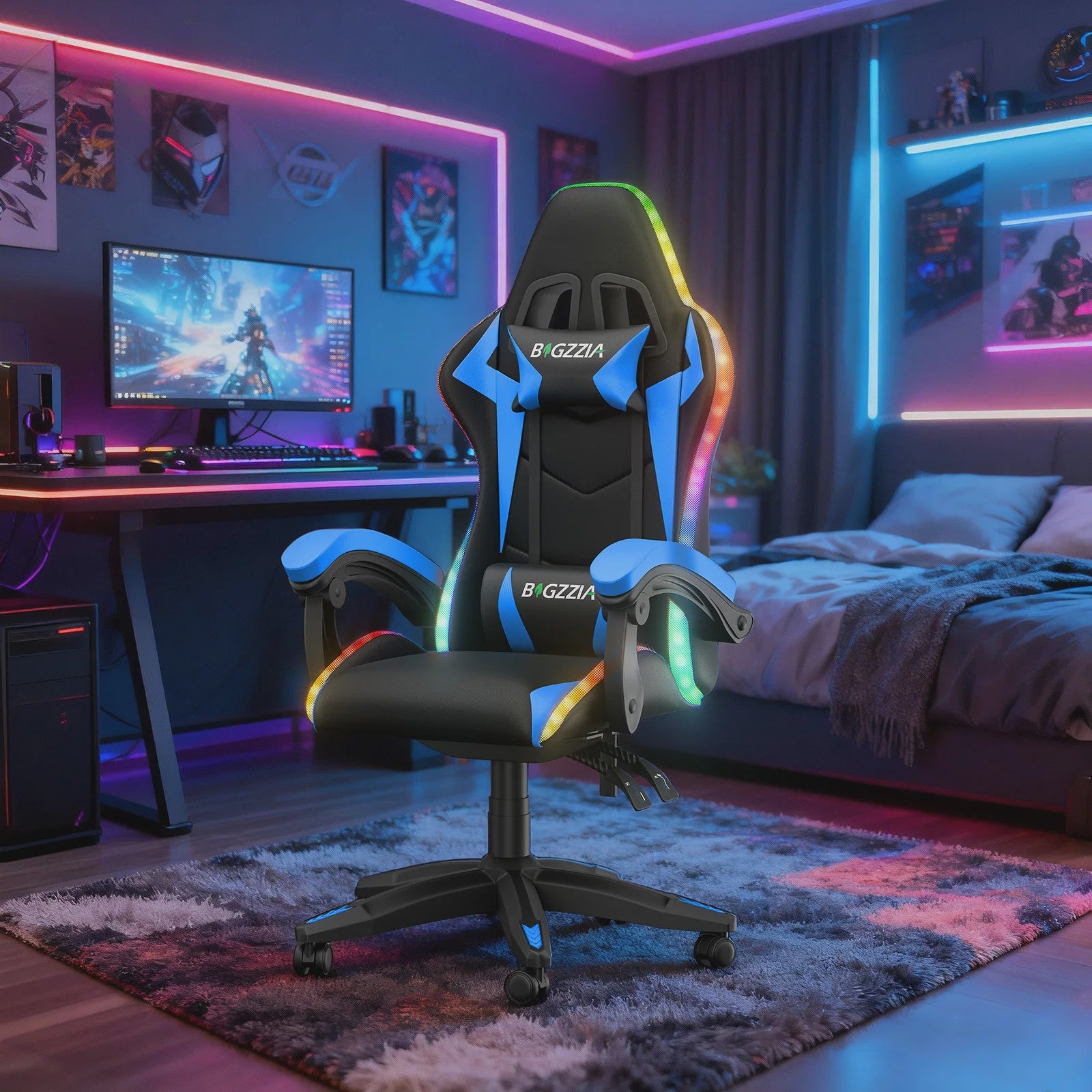 Gartistgo Ergonomische Gaming Stoel met RGB LED Verlichting