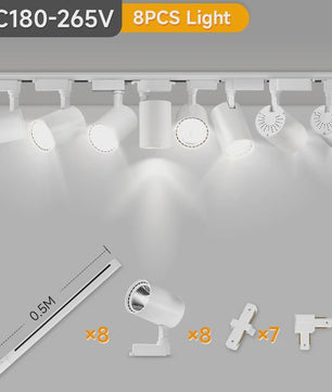 LED Railverlichting Set: 220V Plafondspots (12-40W) voor Woonkamer & Keuken