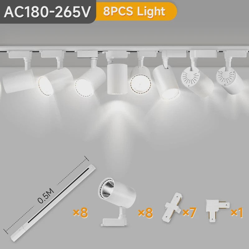 LED Railverlichting Set: 220V Plafondspots (12-40W) voor Woonkamer & Keuken