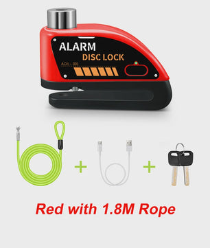 Schijfrem slot met 120dB alarm, oplaadbaar en waterdicht voor motor, fiets en scooter